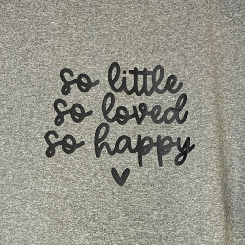 New Hand Printed Boys Small So Little So Loved So Happy Short Sleeve Tee Shirt