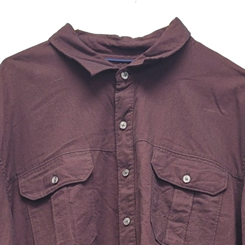 Apt 9 Mens XL Maroon 100% Cotton Long Sleeve Button Up Shirt w Front Pockets