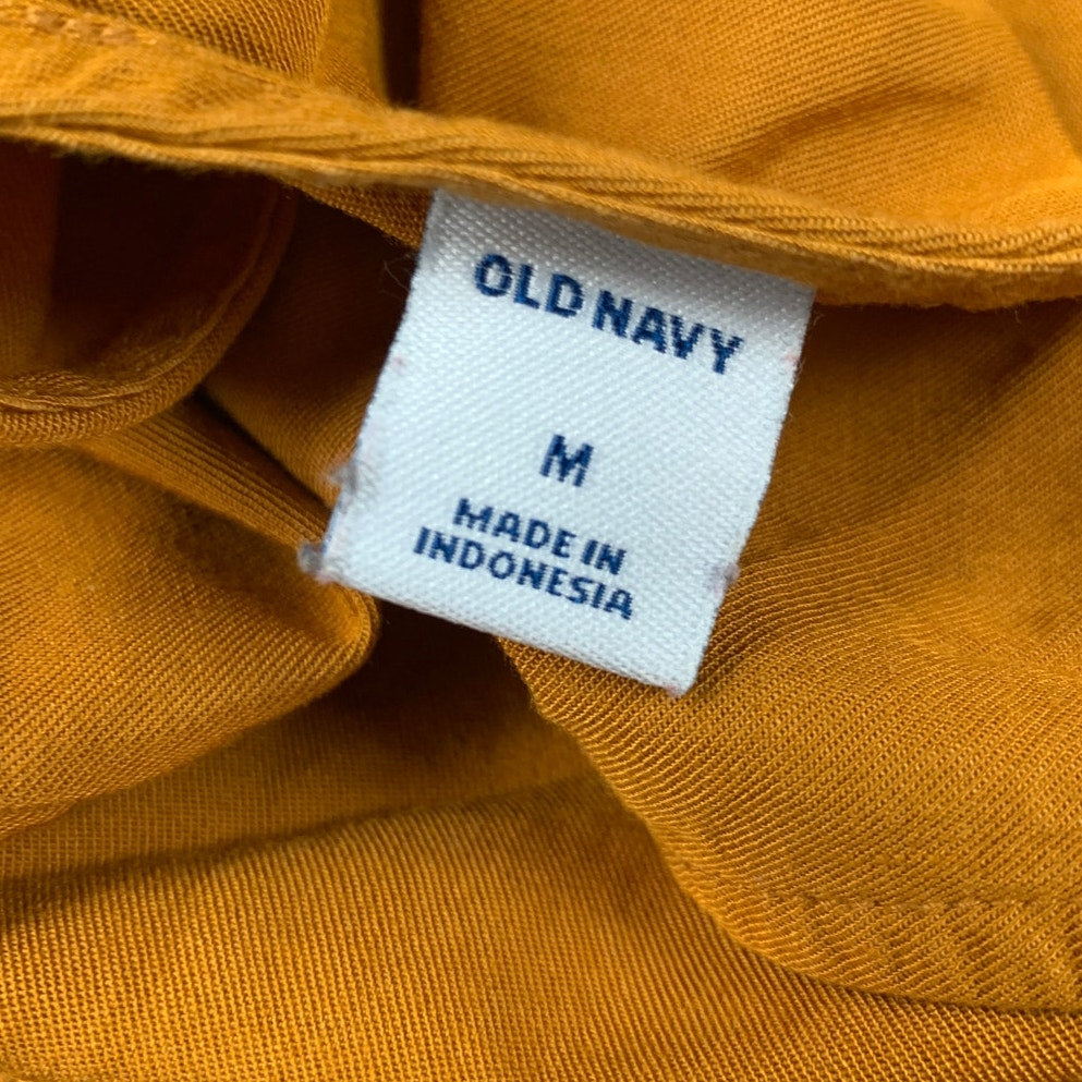 Old Navy Womens Medium Gold Sleeveless V Neck Drawstring Waist Romper Jumpsuit