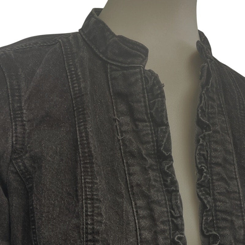 Christopher & Banks Womens Petite Small Stretch Cotton Glittery Jean Jacket