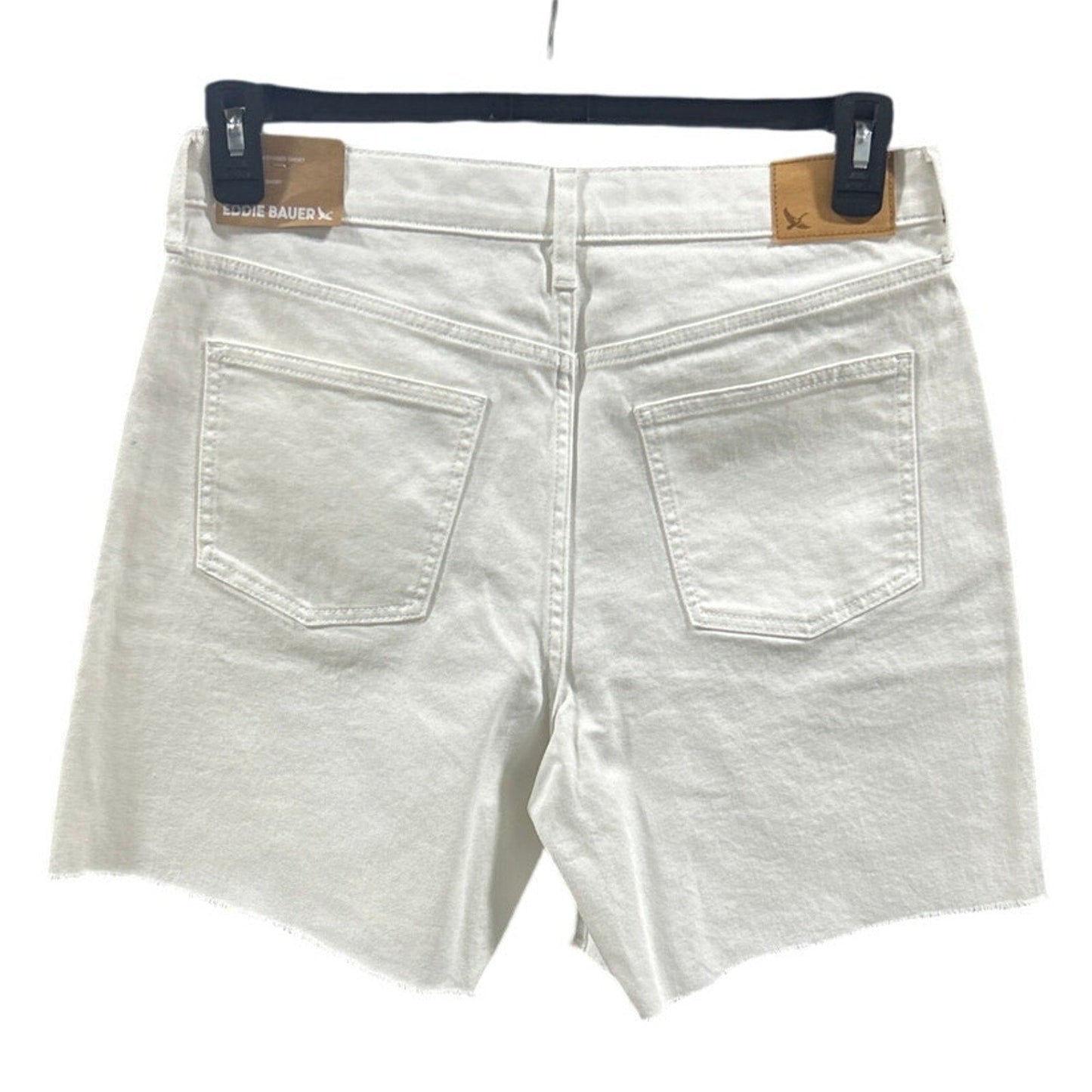 New Eddie Bauer Womens Size 2 White Stretch Cotton High Rise Cutoff Denim Shorts