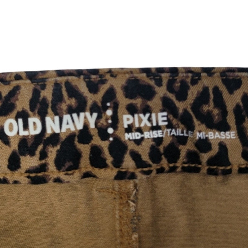 Old Navy Womens 6 Cotton Blend Pixie Mid Rise Cheetah Print Jeans w Faux Pockets