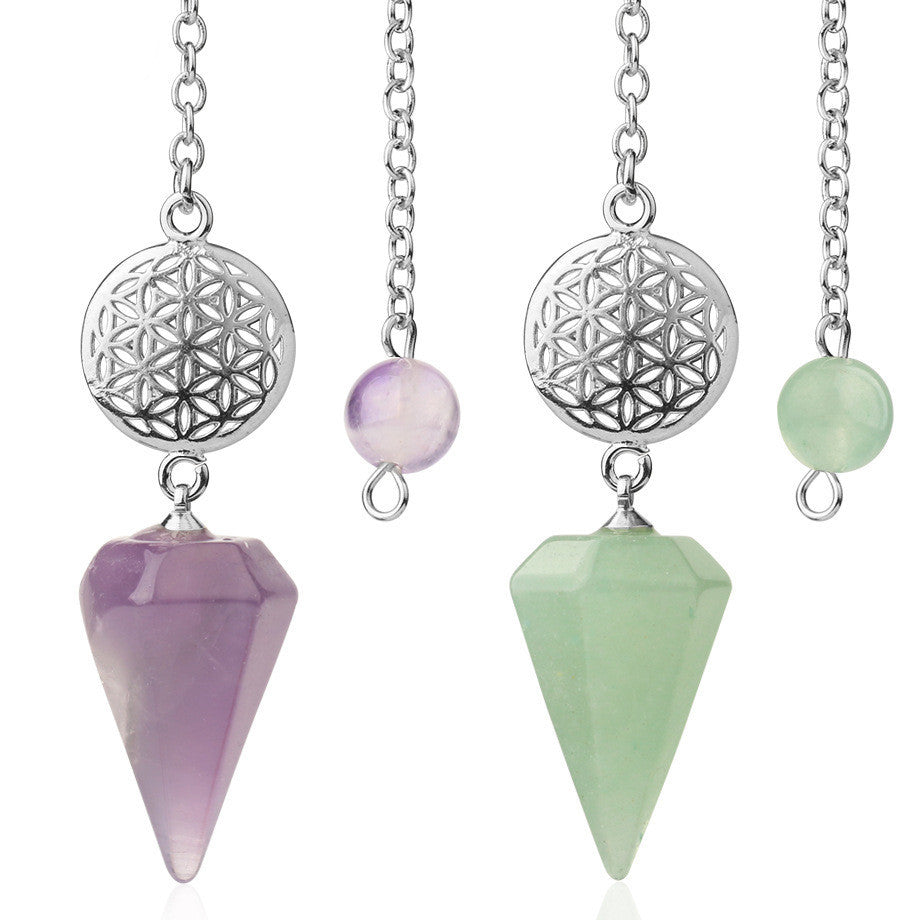 Semi-precious Stone Pendant Healing Crystal Point Pendulum Wicca Meditation Chakra