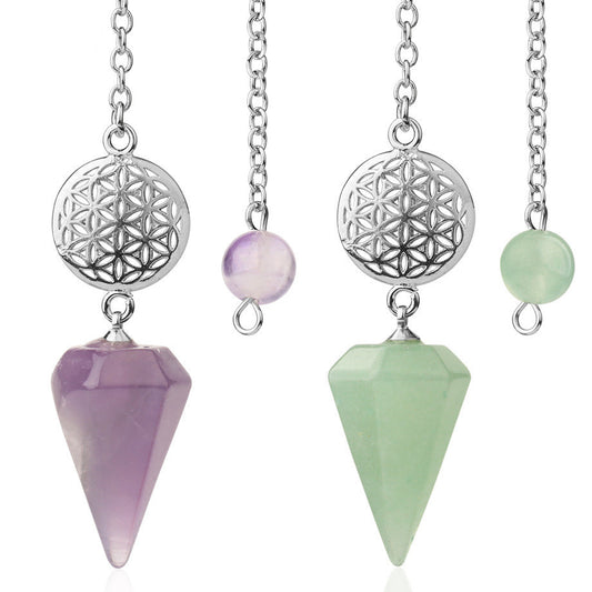Semi-precious Stone Pendant Healing Crystal Point Pendulum Wicca Meditation Chakra