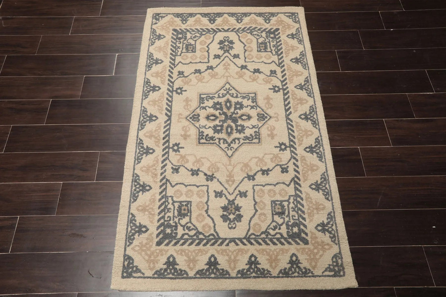 LoomBloom Multi Size Beige Hand Tufted Traditional Geometric Heriz Wool Oriental Area Rug-3