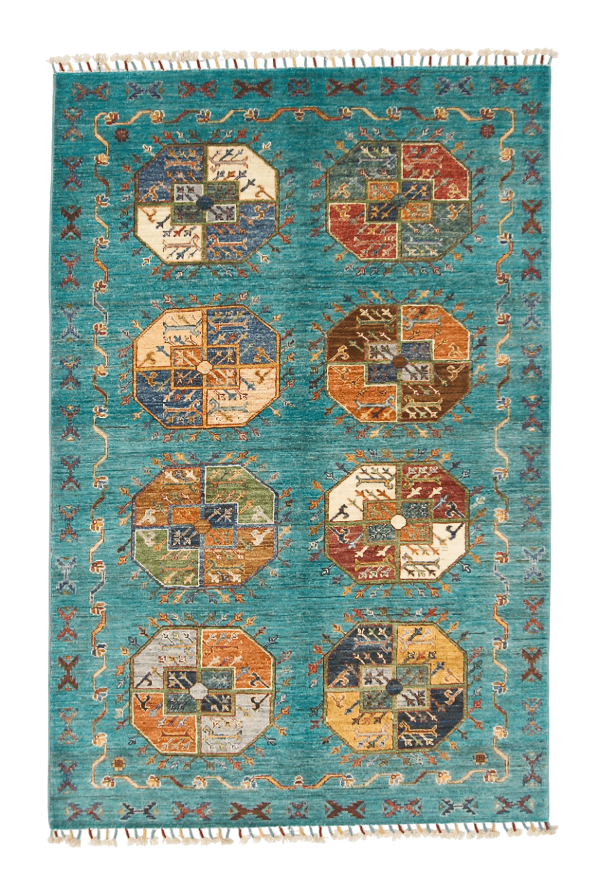 Afghan Ersari (4'01"x6'02") turquoise/multicolor-0