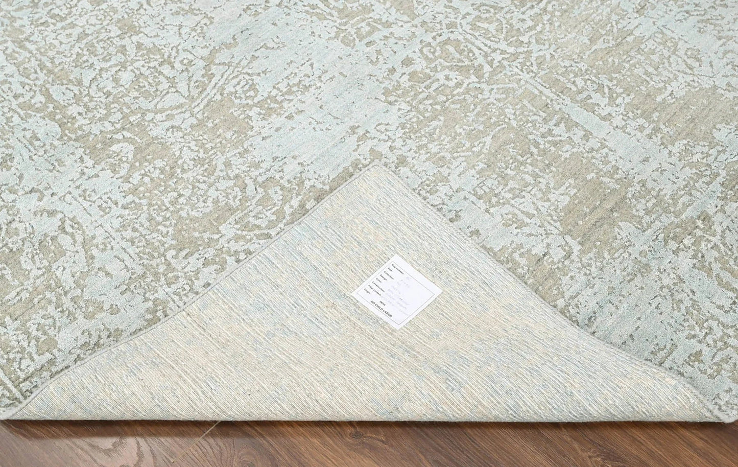 8x10 Blue, Gray Hand Knotted 100% Wool Transitional Oriental Area Rug-2