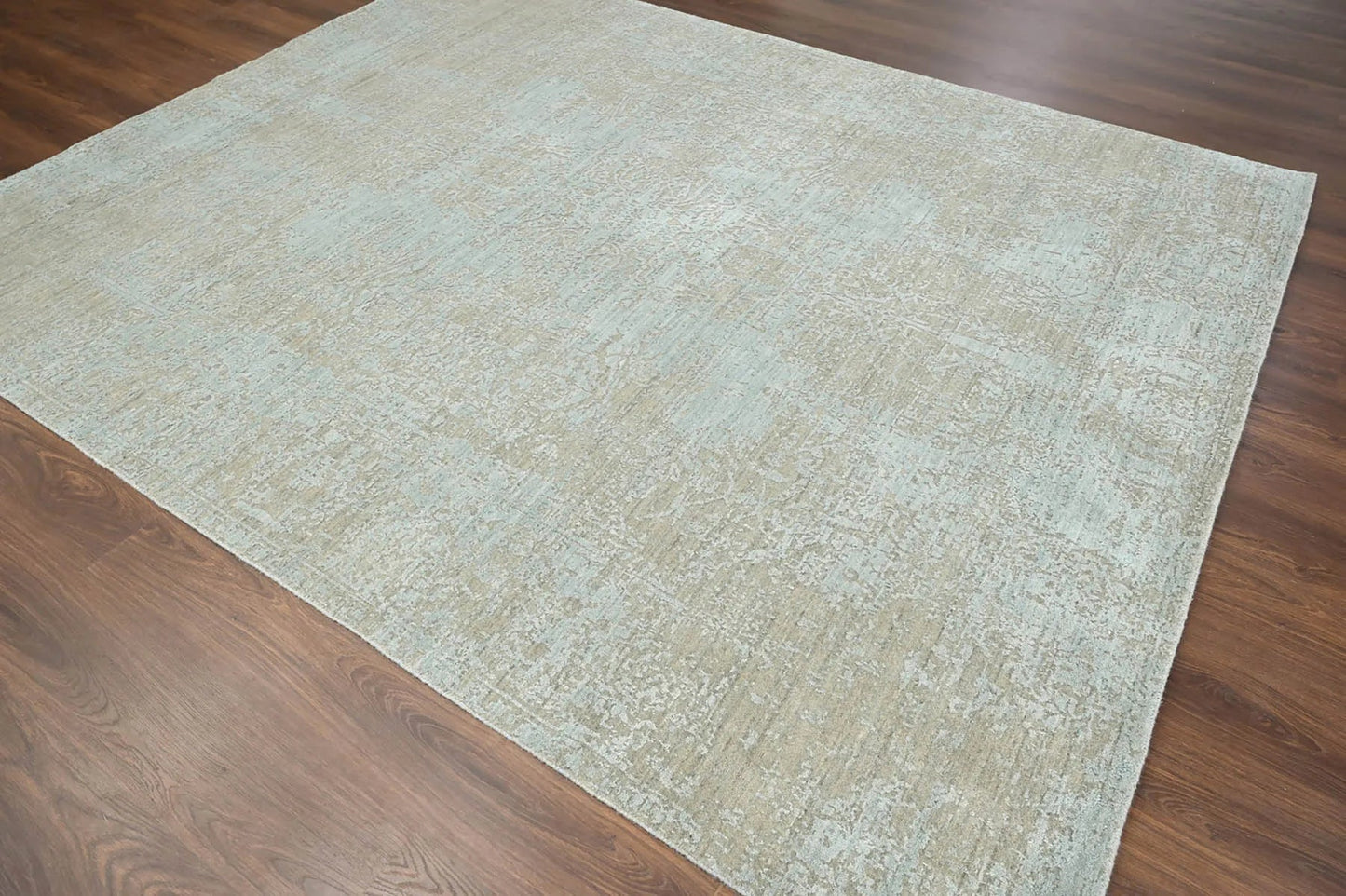 8x10 Blue, Gray Hand Knotted 100% Wool Transitional Oriental Area Rug-4