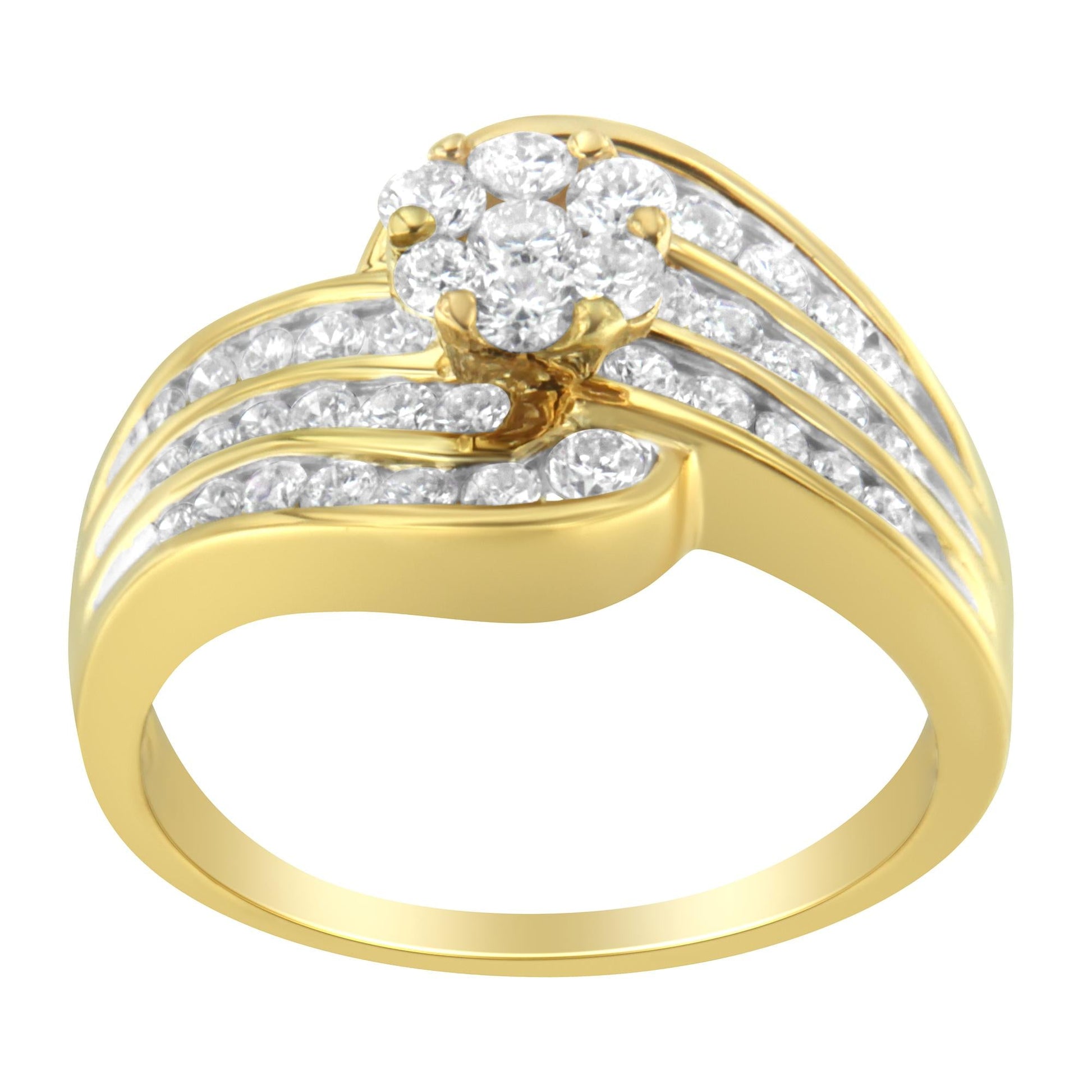 14K Yellow Gold Diamond Cocktail Bypass Ring (1 1/2 Cttw, H-I Color, SI2-I1 Clarity)-3