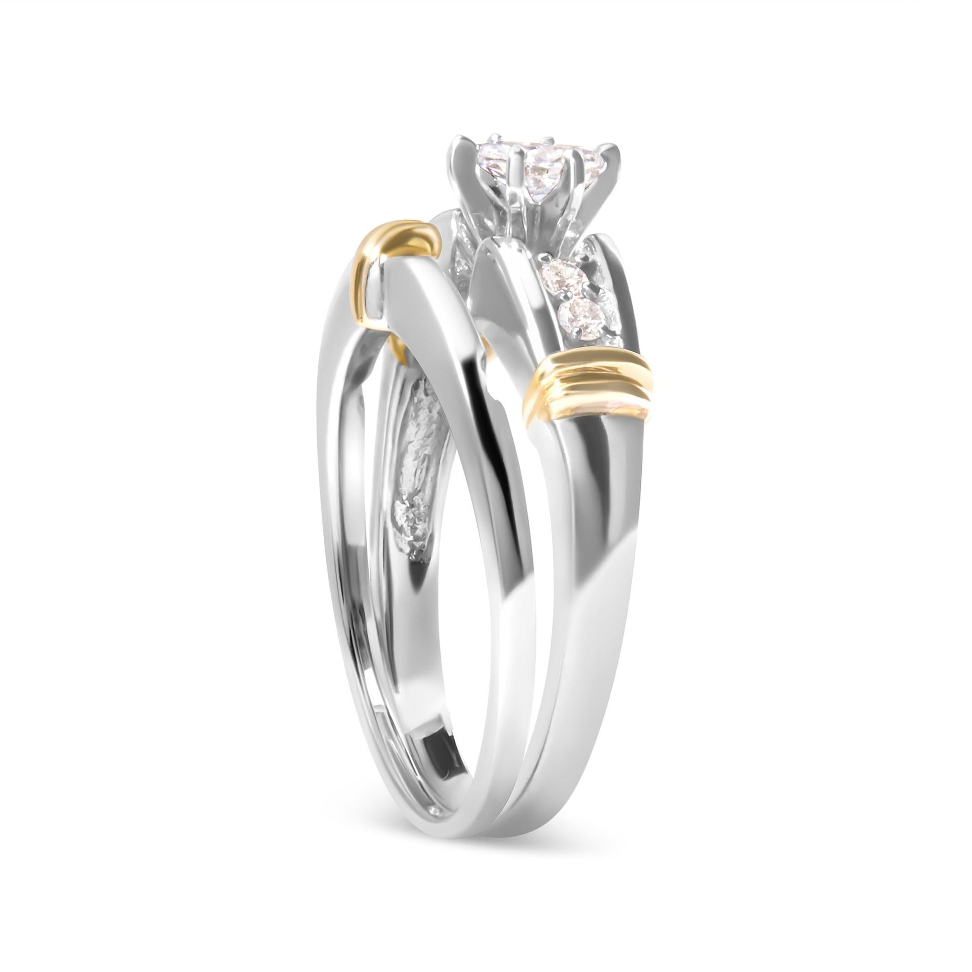 14K Yellow and White Gold 1/3 Cttw Marquise Diamond Cocktail Engagement Ring Set (H-I Color, SI1-SI2 Clarity)-3