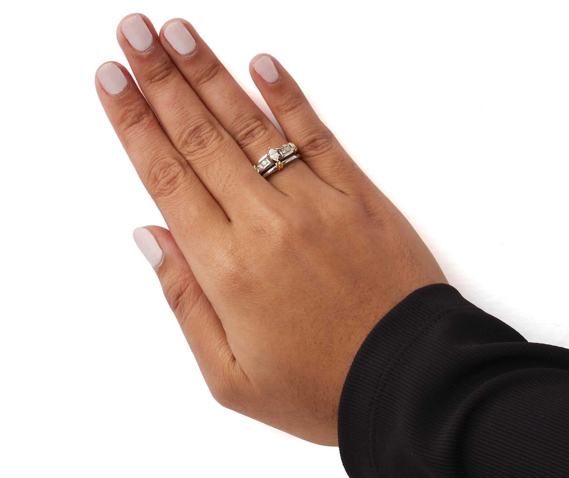 14K Yellow and White Gold 1/3 Cttw Marquise Diamond Cocktail Engagement Ring Set (H-I Color, SI1-SI2 Clarity)-2