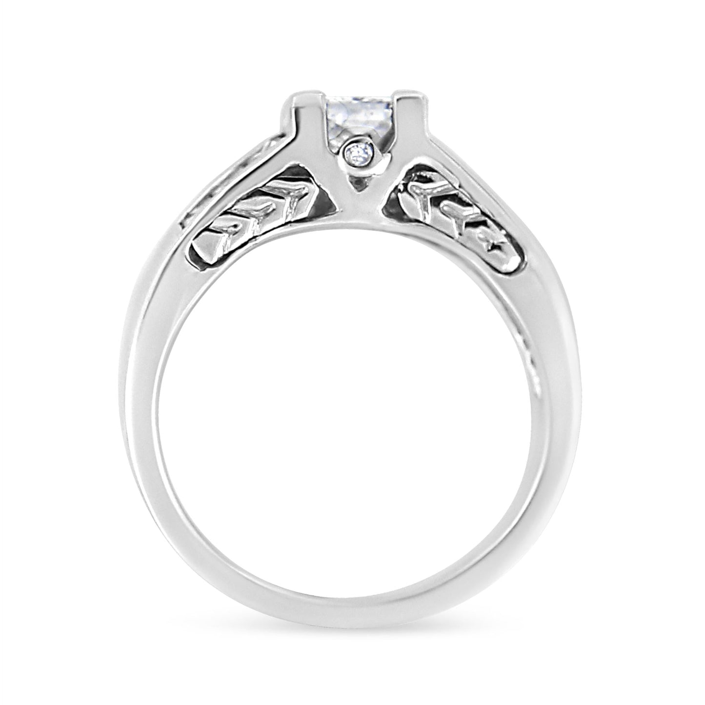 14K White Gold 1 1/4 Cttw Princess Cut Diamond Channel Set Engagement Ring (H-I Color, SI1-SI2 Clarity)-3