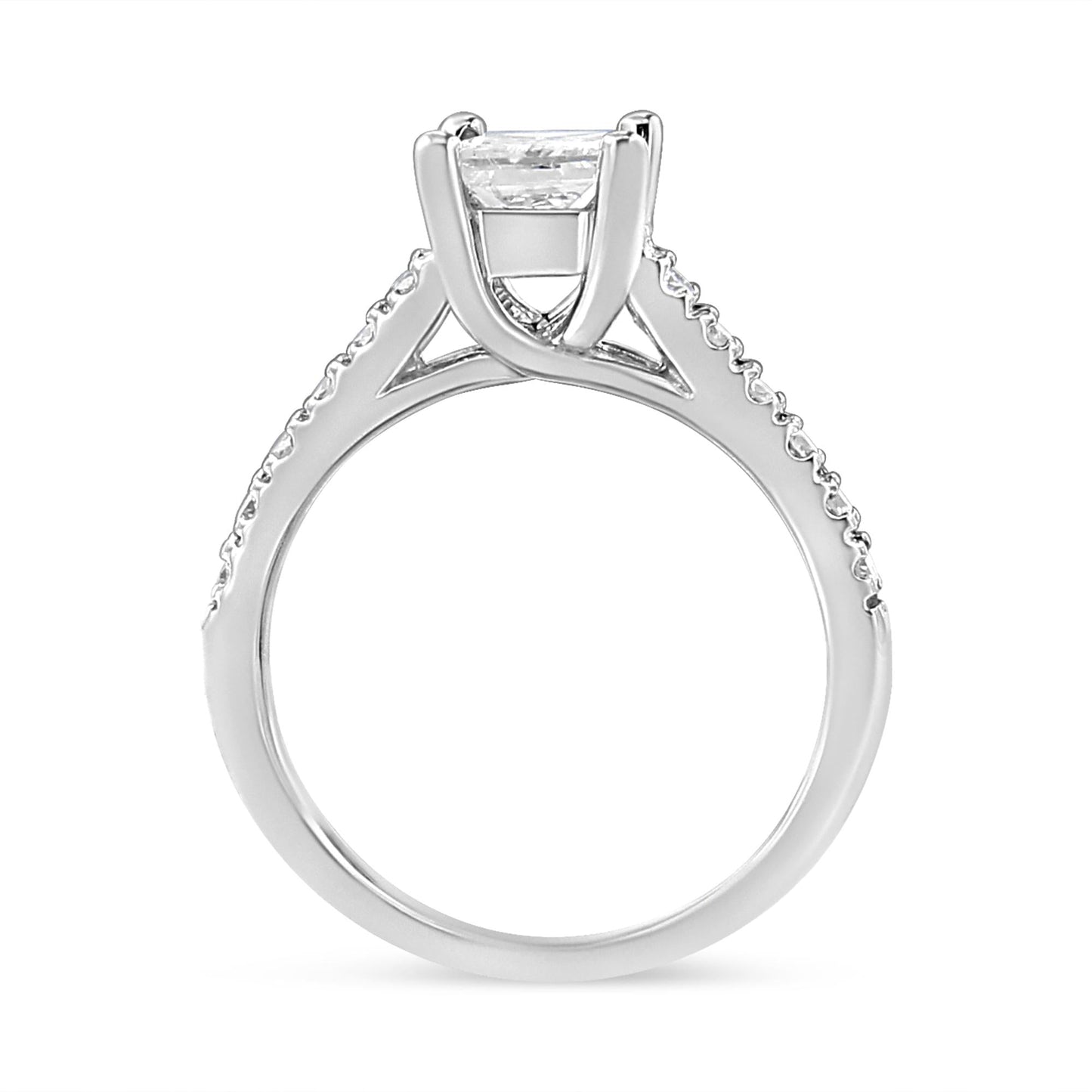 14K White Gold 1 1/5 Cttw 4-Prong Set Princess Diamond Classic Engagement Ring-4