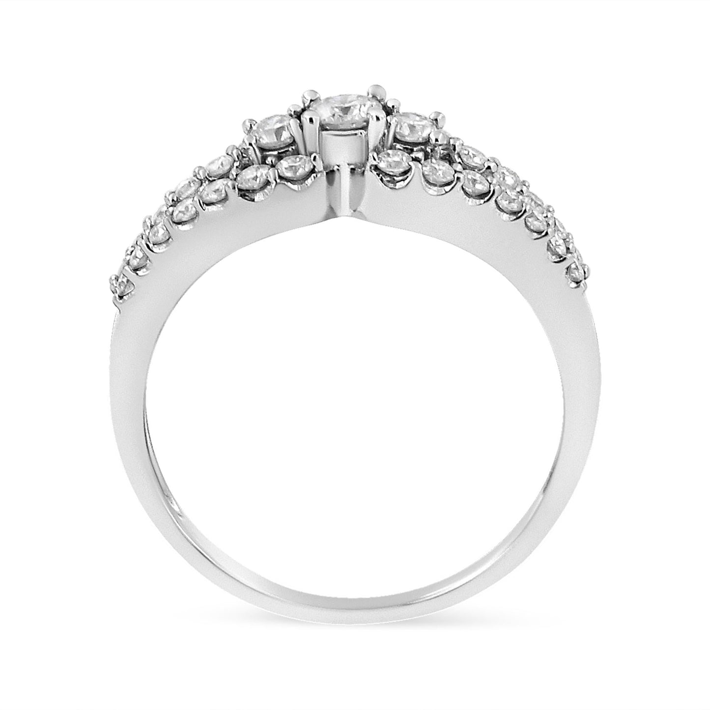 10K White Gold 1/2 Cttw Round Cut Diamond Three Stone Split Shank Band Ring (H-I Color, SI1-SI2 Clarity)-4