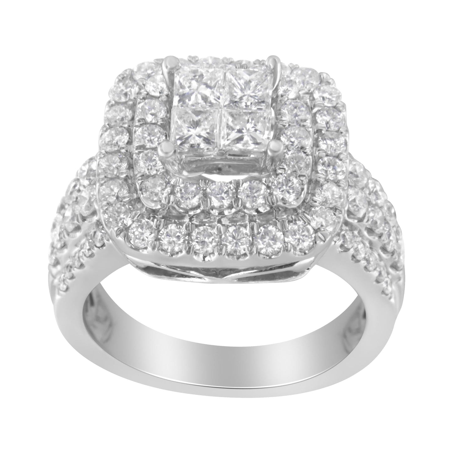 14KT White Gold Round and Princess Diamond Ring (2 1/4 cttw, H-I Color, SI1-SI2 Clarity)-3
