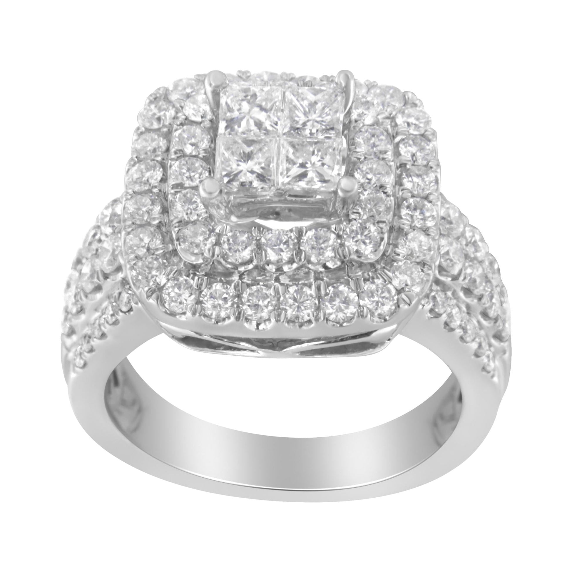 14KT White Gold Round and Princess Diamond Ring (2 1/4 cttw, H-I Color, SI1-SI2 Clarity)-3