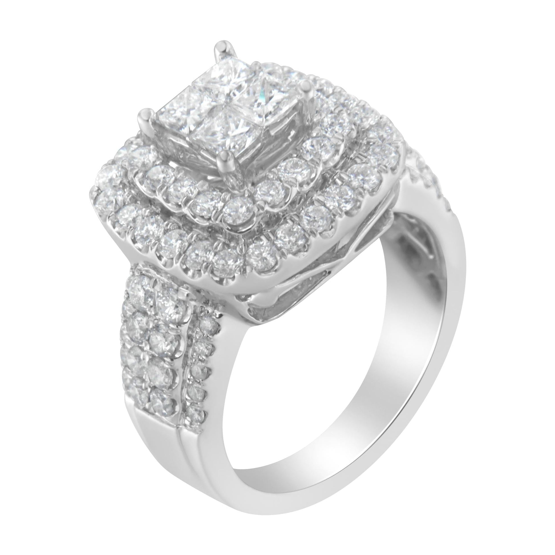 14KT White Gold Round and Princess Diamond Ring (2 1/4 cttw, H-I Color, SI1-SI2 Clarity)-4