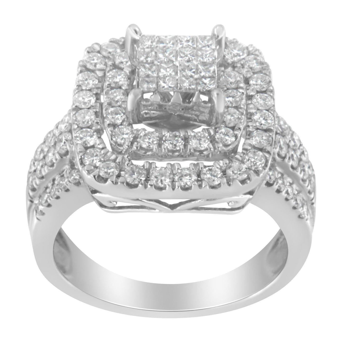 14KT White Gold Diamond Cocktail Ring (1 1/2 cttw, H-I Color, SI2-I1 Clarity)-3