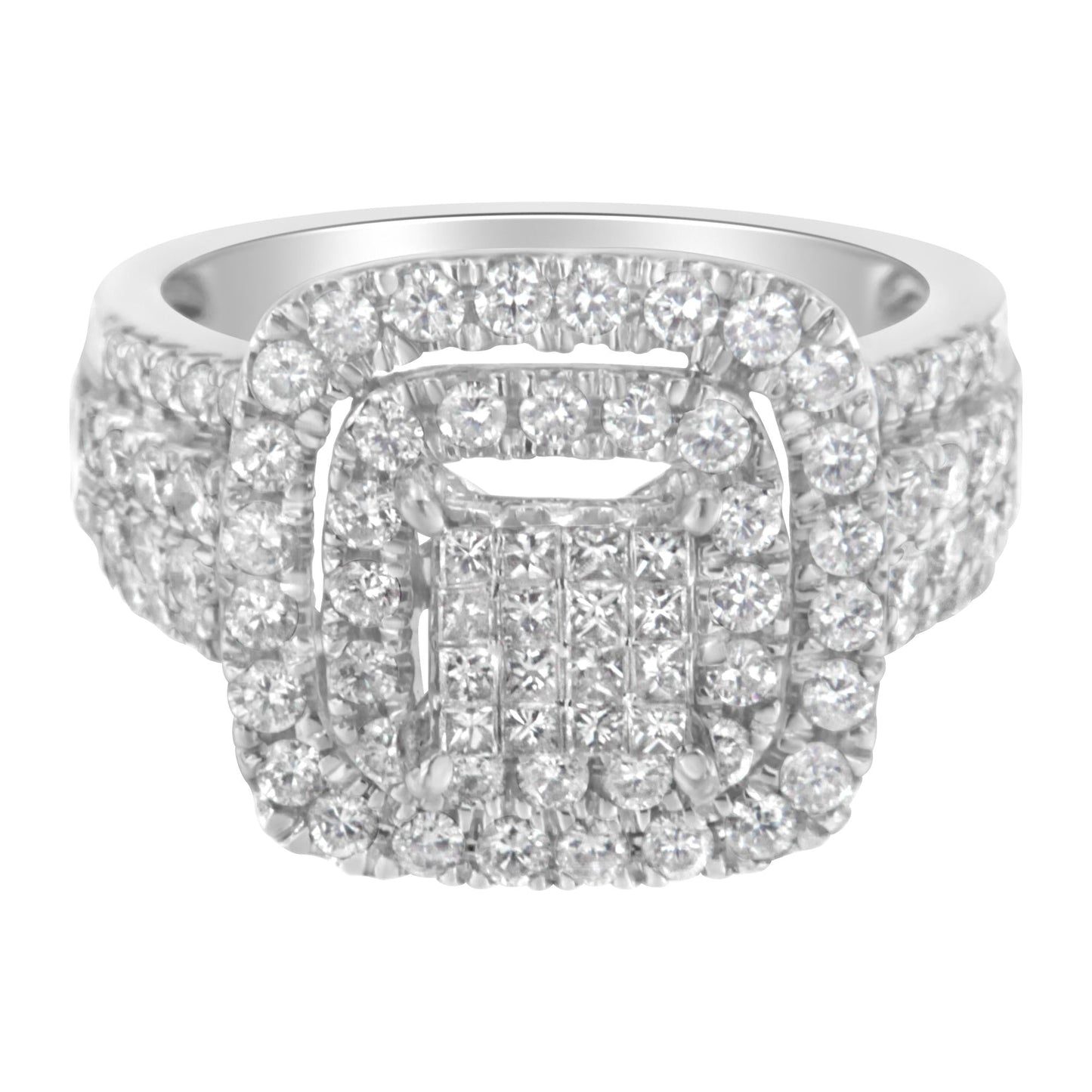 14KT White Gold Diamond Cocktail Ring (1 1/2 cttw, H-I Color, SI2-I1 Clarity)-4
