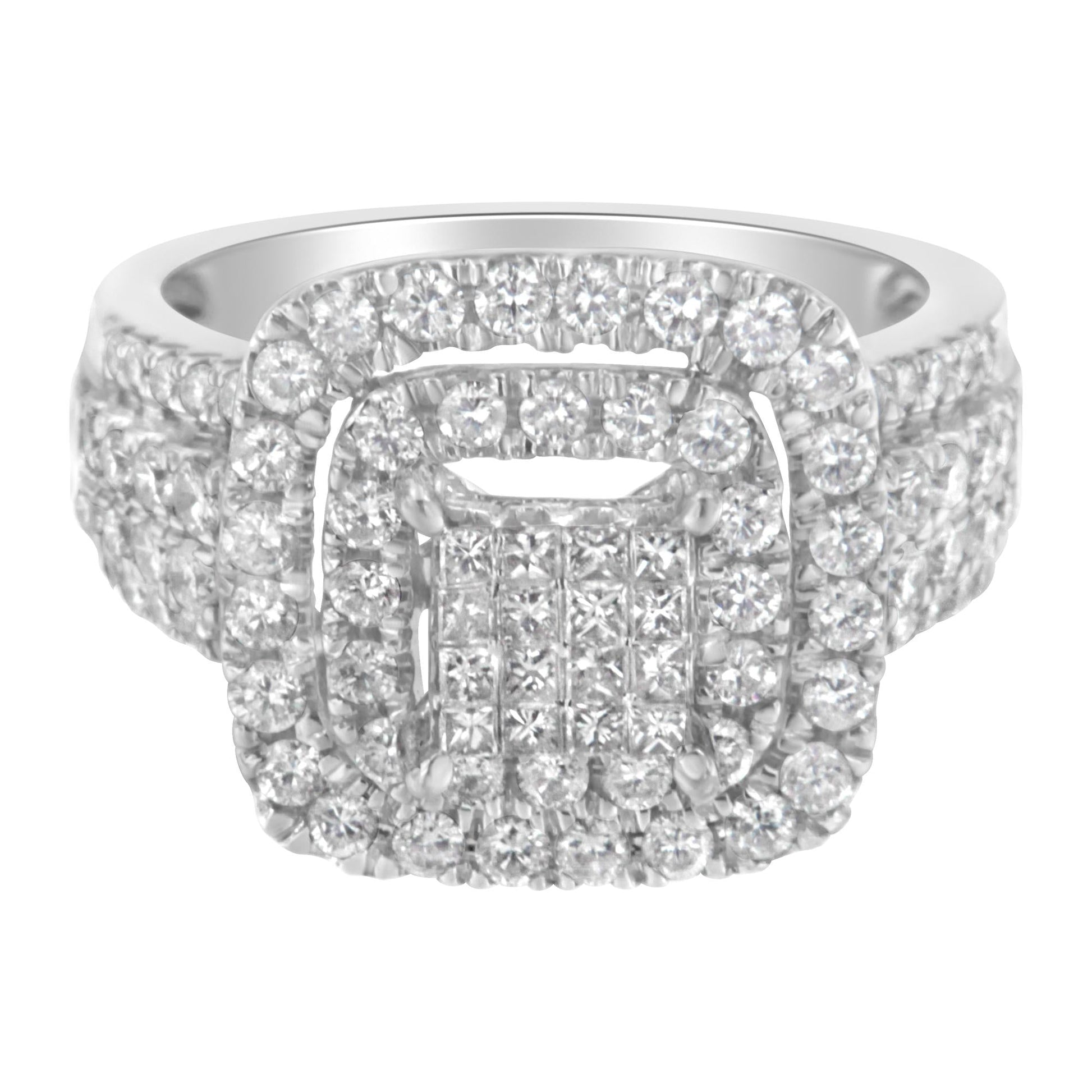 14KT White Gold Diamond Cocktail Ring (1 1/2 cttw, H-I Color, SI2-I1 Clarity)-4