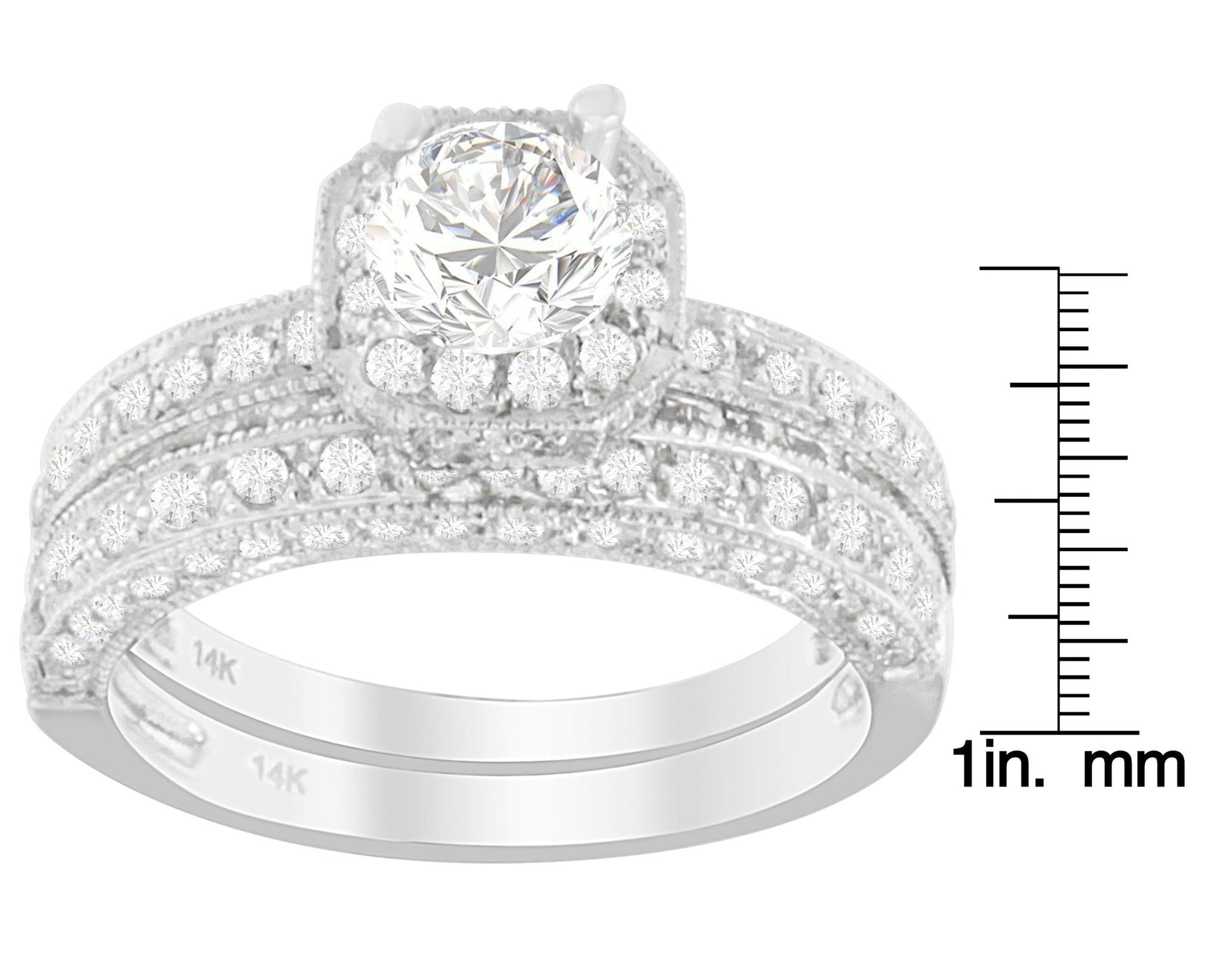 14K White Gold 1 ct. TDW Round Cut Diamond Ring (G-H, I1-I2)-4