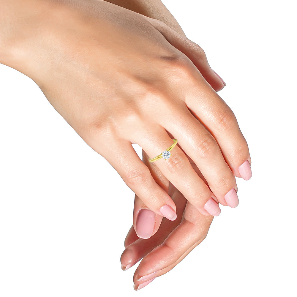 GIA Certified 14k Gold 1/2 Cttw Diamond Solitaire Engagement Ring (H Color, SI1 Clarity)-2