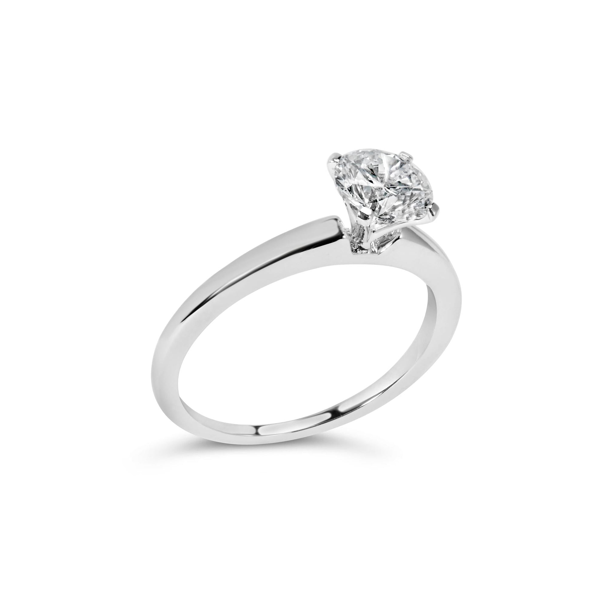 14K White Gold 1.0 Cttw Round Lab Grown Diamond 4 Prong Solitaire Engagement Ring (F-G Color, VS2-SI1 Clarity)-3