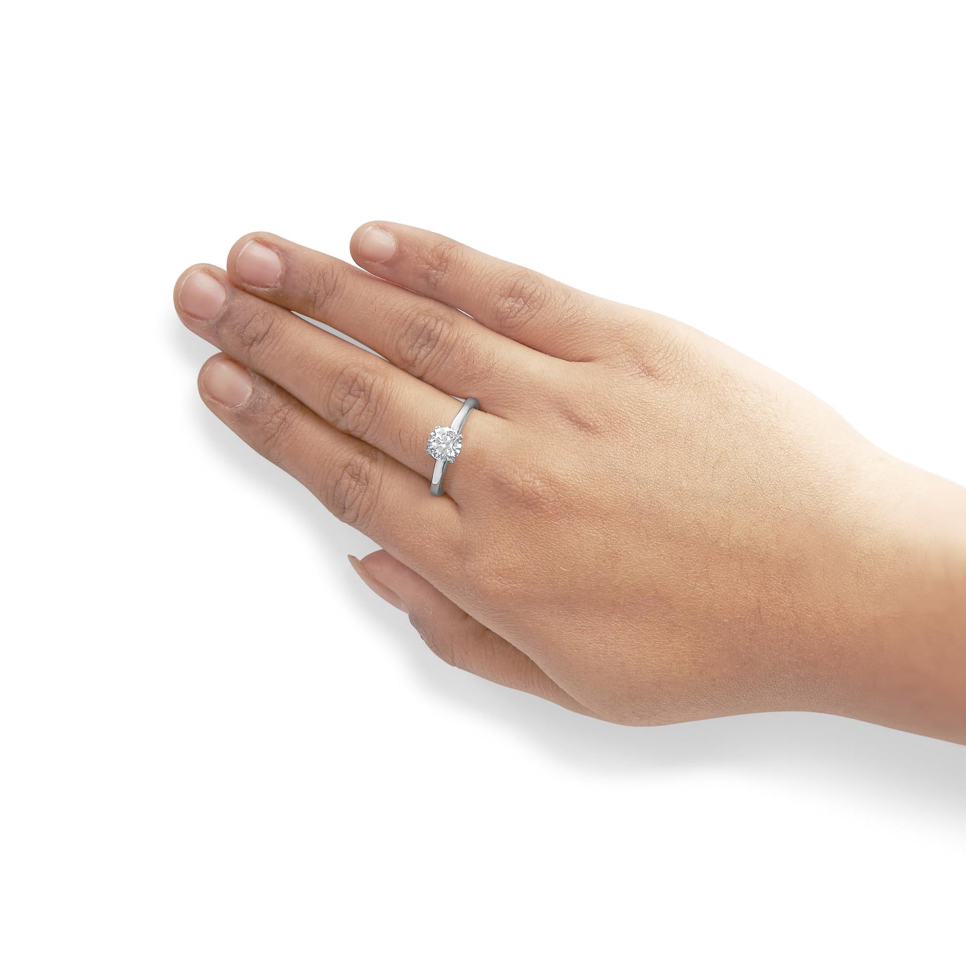 14K White Gold 1.0 Cttw Round Lab Grown Diamond 4 Prong Solitaire Engagement Ring (F-G Color, VS2-SI1 Clarity)-2