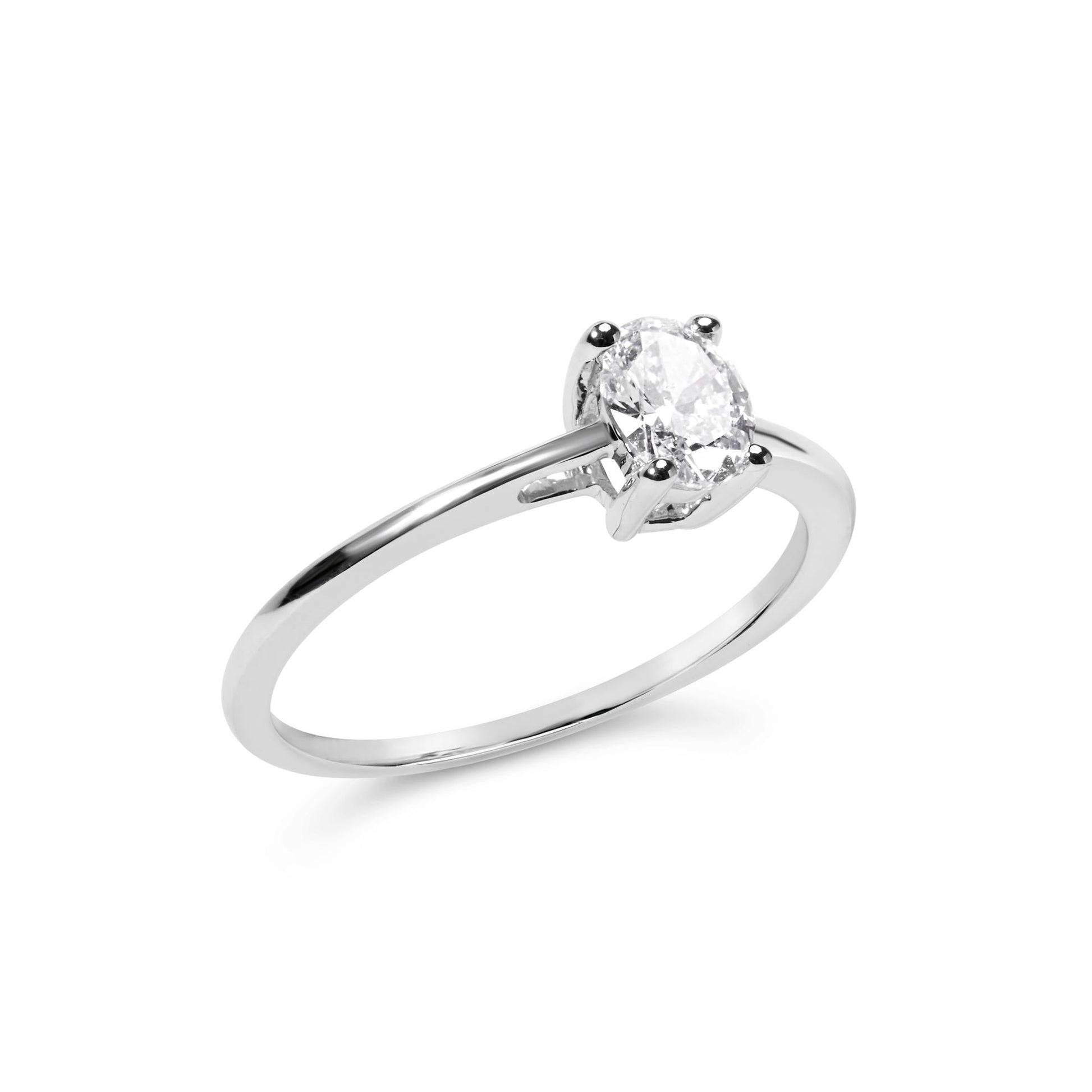 14K White Gold 1/2 Cttw Oval Lab Grown Diamond 4 Prong Solitaire Engagement Ring (F-G Color, VS2-SI1 Clarity)-3