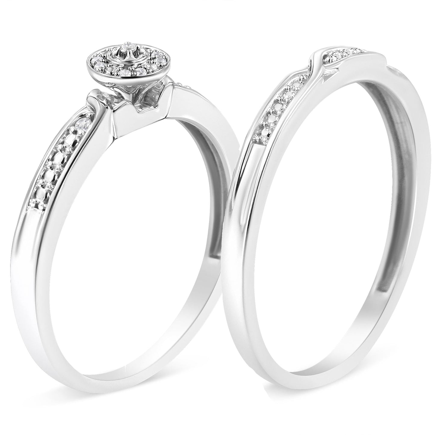 .925 Sterling Silver Diamond Accent Frame Twist Shank Bridal Set Ring and Band (I-J Color, I3 Clarity)-3