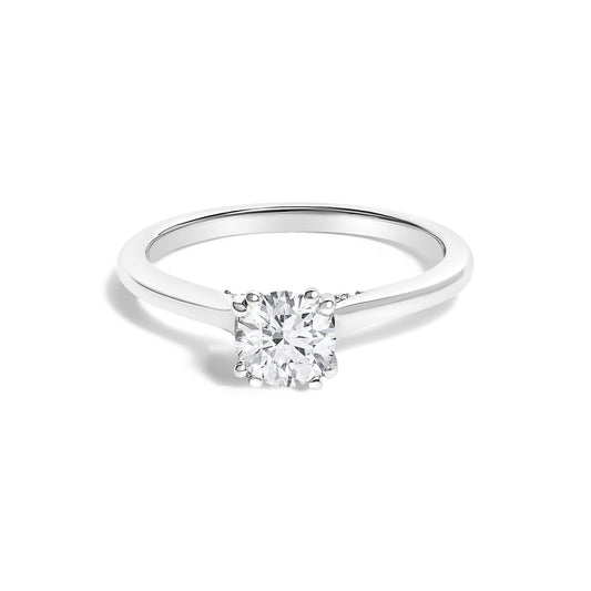 14K White Gold 7/8 Cttw Lab Grown Diamond Solitaire Cathedral Style Engagement Ring (F-G Color, VS1-VS2 Clarity)-0