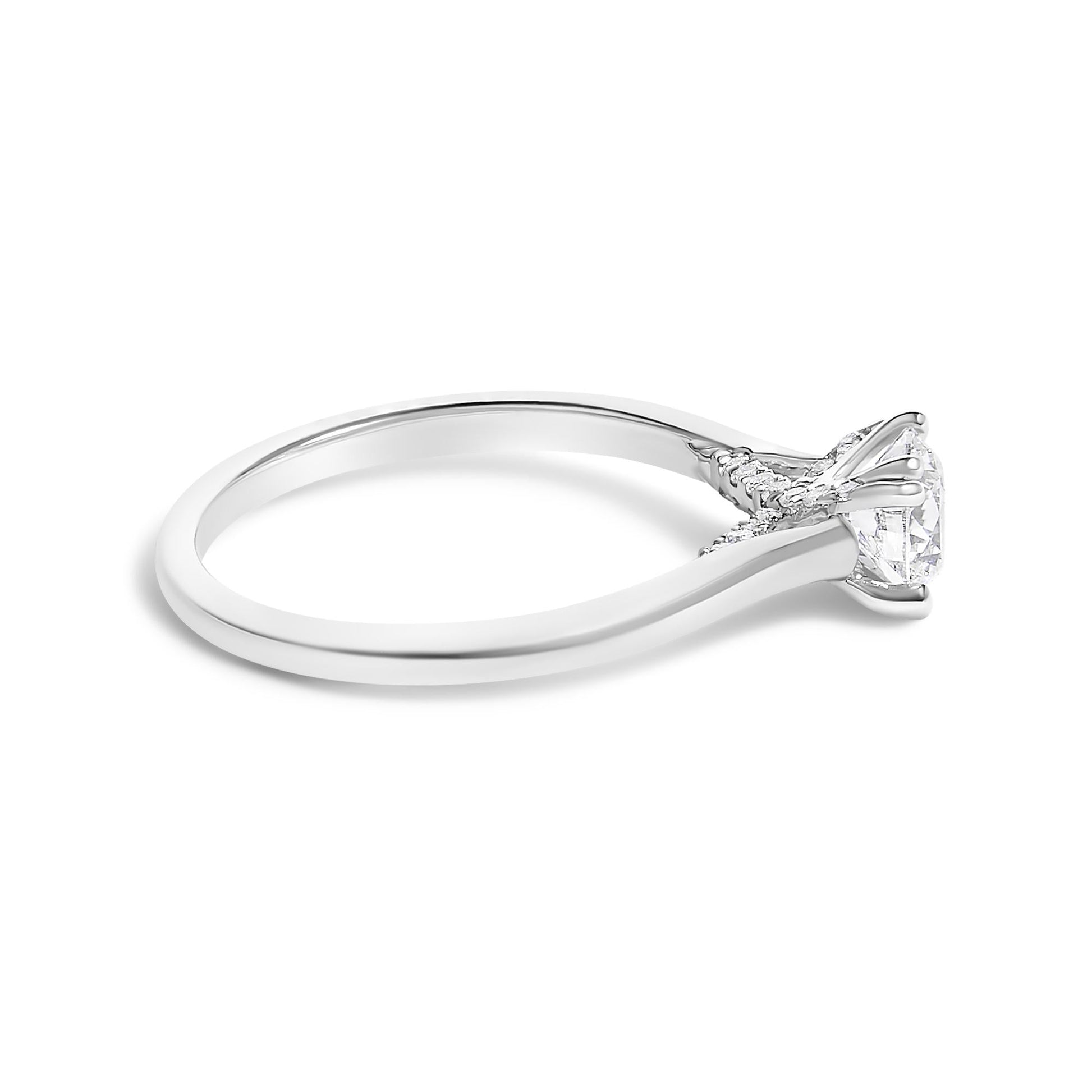 14K White Gold 7/8 Cttw Lab Grown Diamond Solitaire Cathedral Style Engagement Ring (F-G Color, VS1-VS2 Clarity)-1