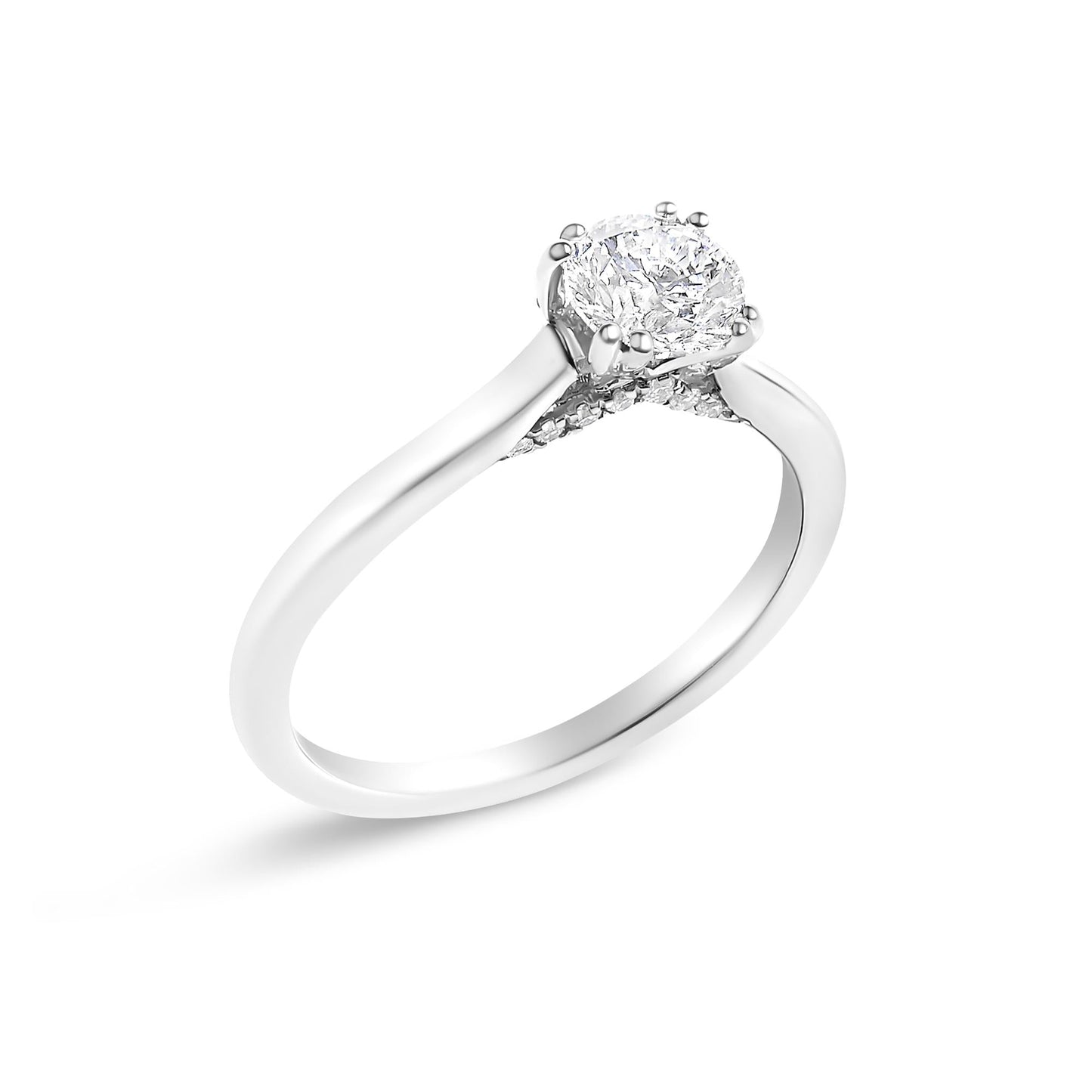 14K White Gold 7/8 Cttw Lab Grown Diamond Solitaire Cathedral Style Engagement Ring (F-G Color, VS1-VS2 Clarity)-3
