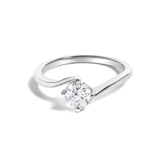 14K White Gold 4/5 Cttw Round Lab Grown Diamond Bypass Solitaire Engagement Ring (F-G Color, VS1-VS2 Clarity)-0