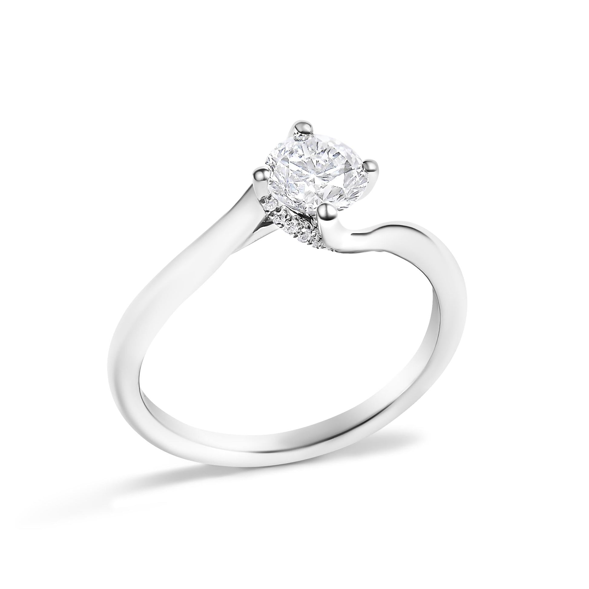 14K White Gold 4/5 Cttw Round Lab Grown Diamond Bypass Solitaire Engagement Ring (F-G Color, VS1-VS2 Clarity)-3