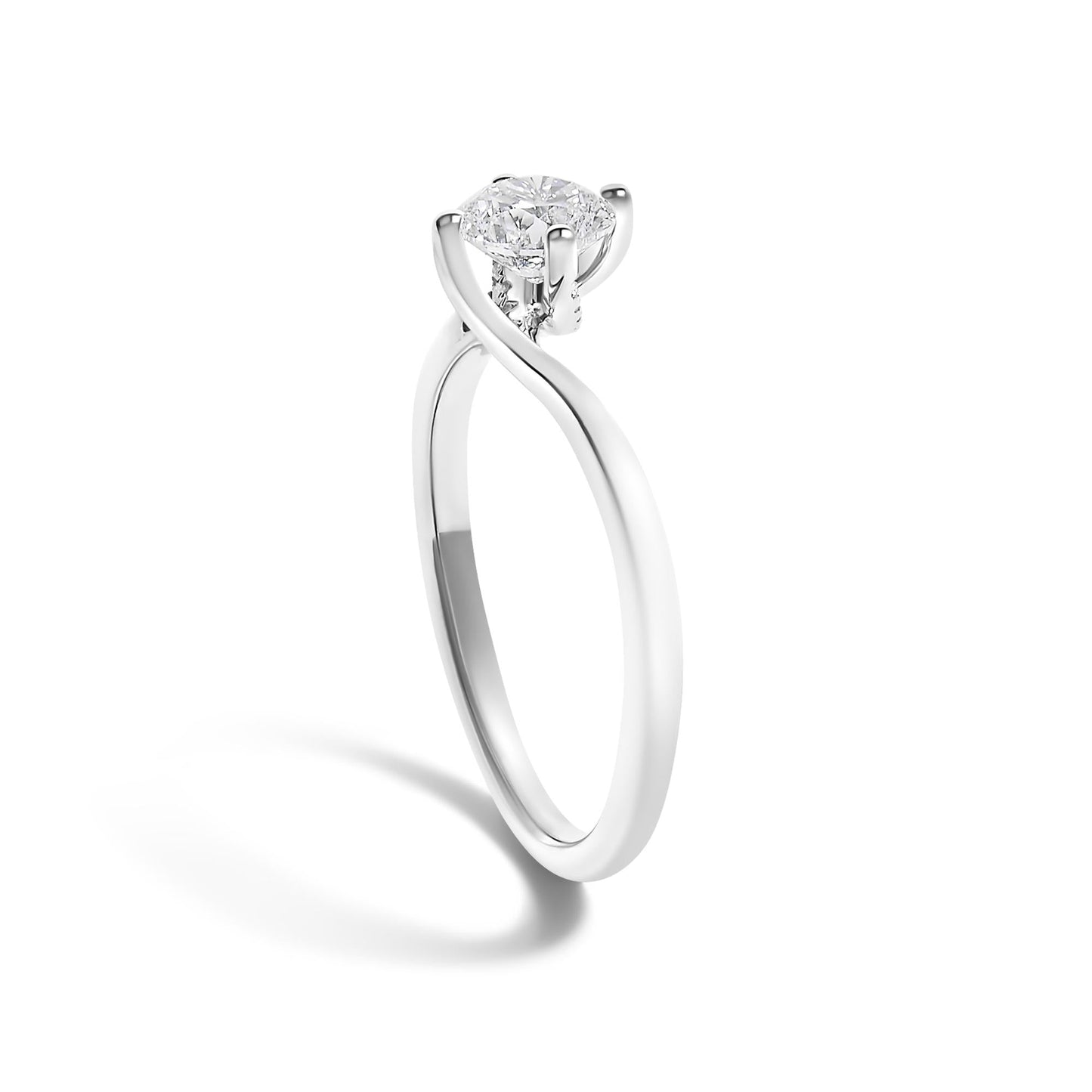 14K White Gold 4/5 Cttw Round Lab Grown Diamond Bypass Solitaire Engagement Ring (F-G Color, VS1-VS2 Clarity)-4