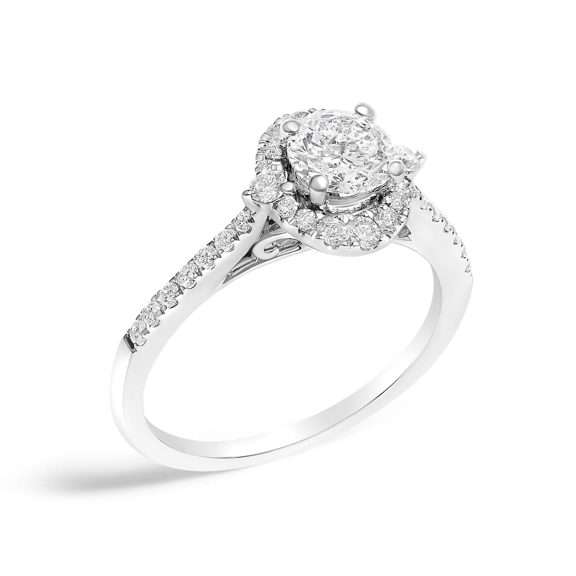 14K White Gold 1.00 Cttw Lab-Grown Diamond Oval Shaped Halo Engagement Ring (F-G Color, VS1-VS2 Clarity)-3