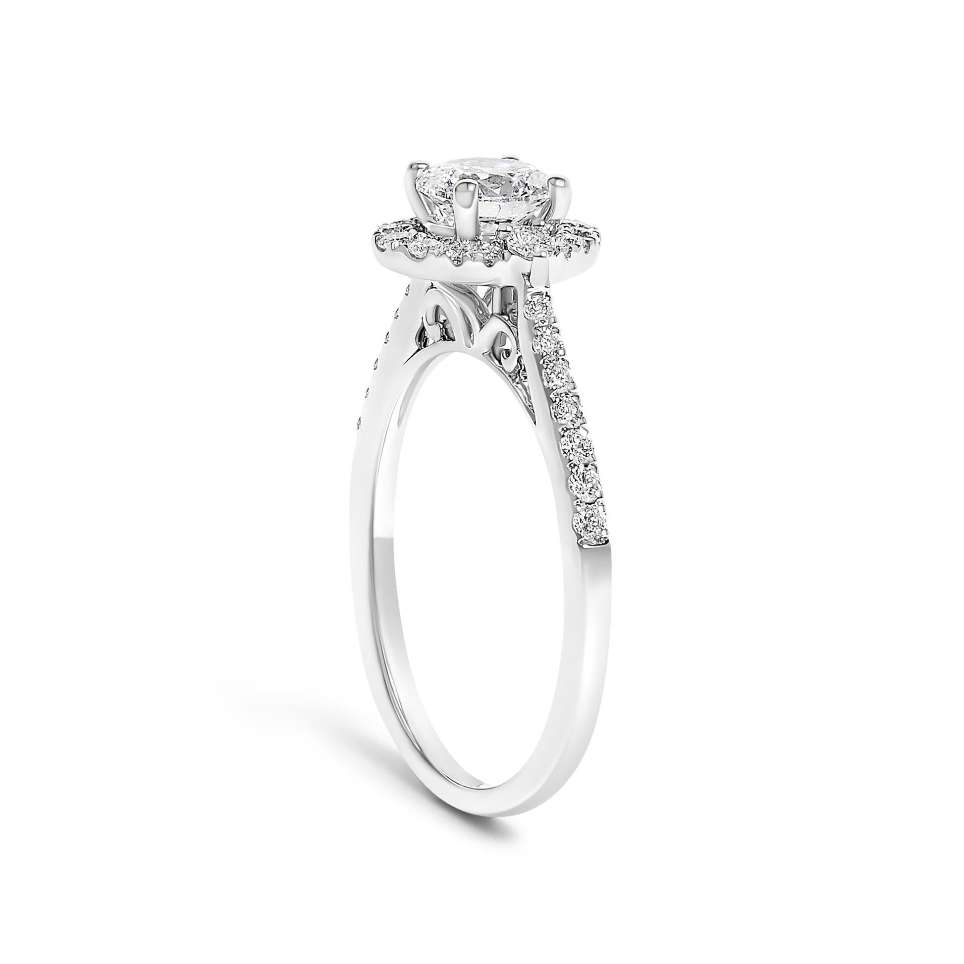 14K White Gold 1.00 Cttw Lab-Grown Diamond Oval Shaped Halo Engagement Ring (F-G Color, VS1-VS2 Clarity)-4