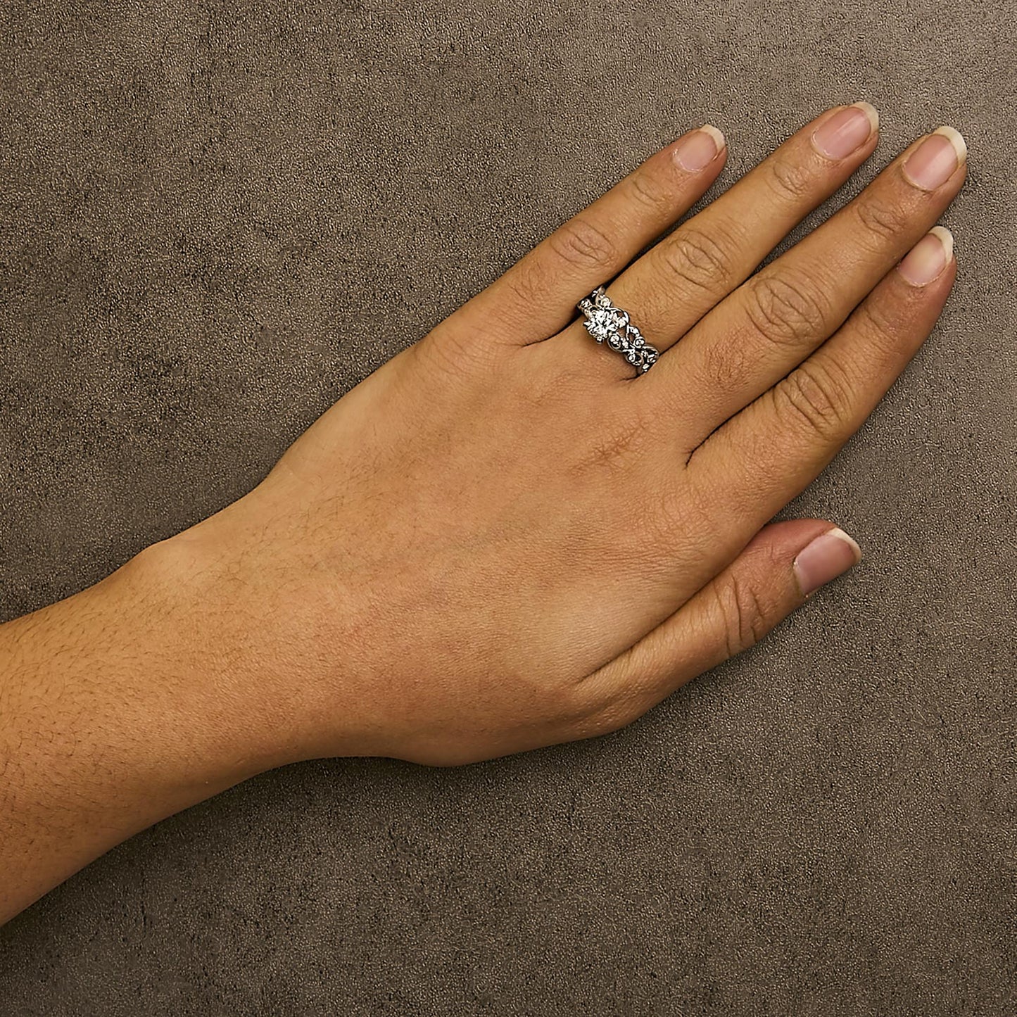 14K White Gold Lab Grown Diamond 1.0 Cttw Vintage Style Engagement Ring and Band Set-2