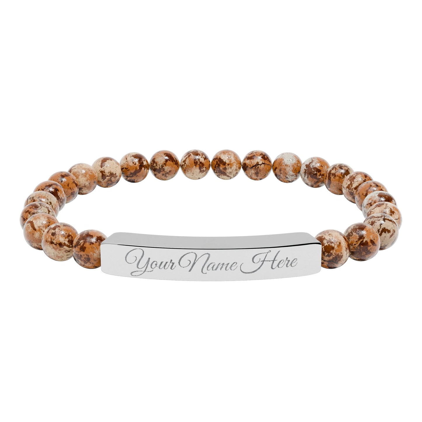 Engraved Natural Stone Bracelet, Personalized Gift for Her, Meaningful Jewelry, Stretch Beaded Bracelet, Inspirational Gift