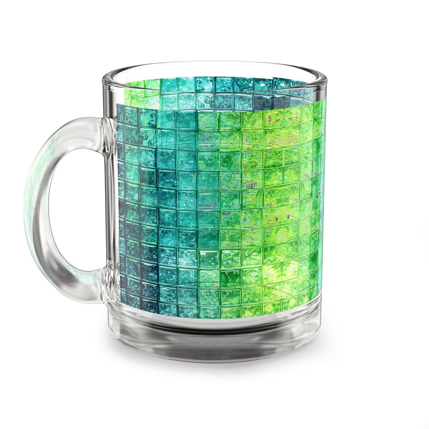Teal Green Mosaic Tile Glass Mug 10oz