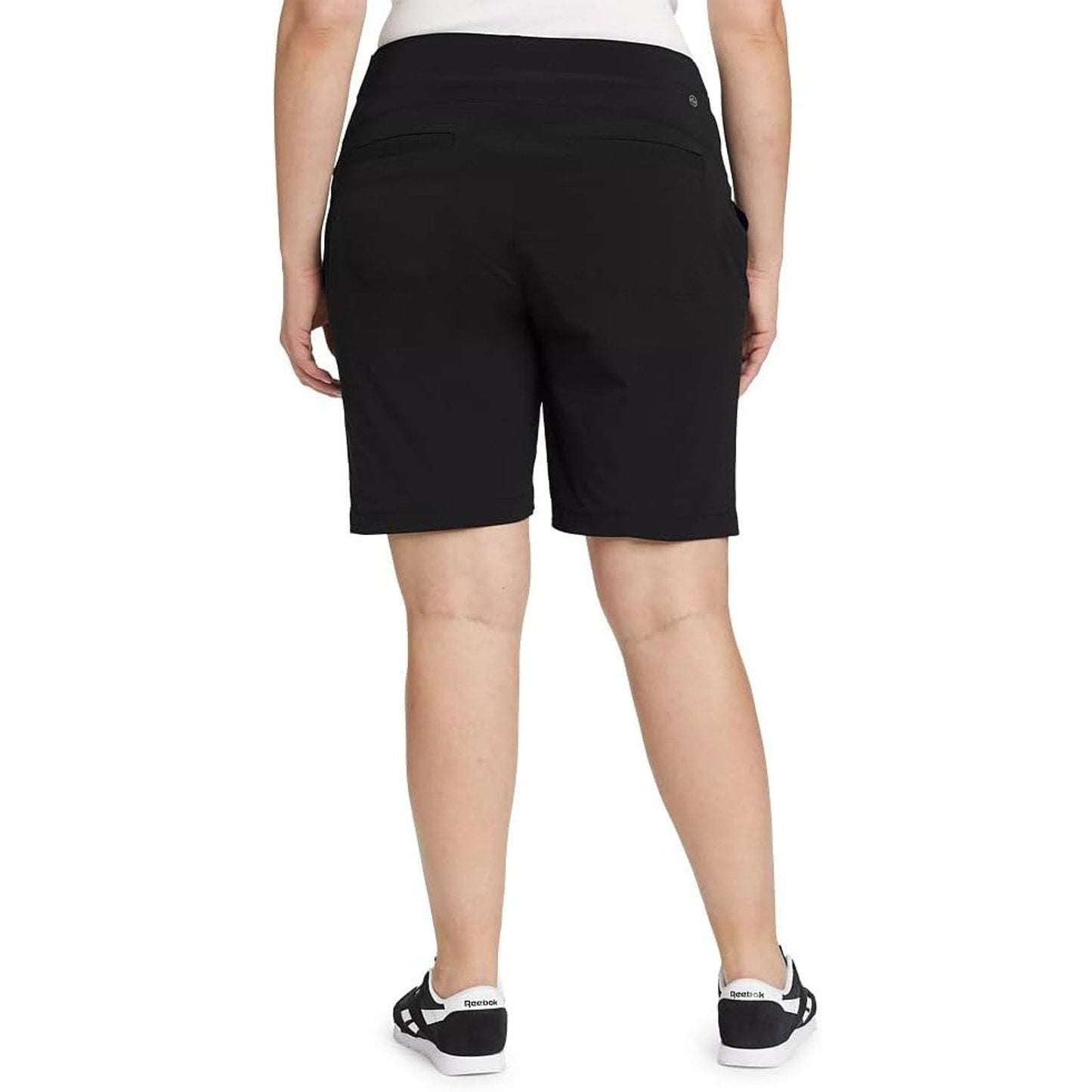 New Eddie Bauer Womens Size 16 Black High Rise Fitted Horizon Bermuda Shorts