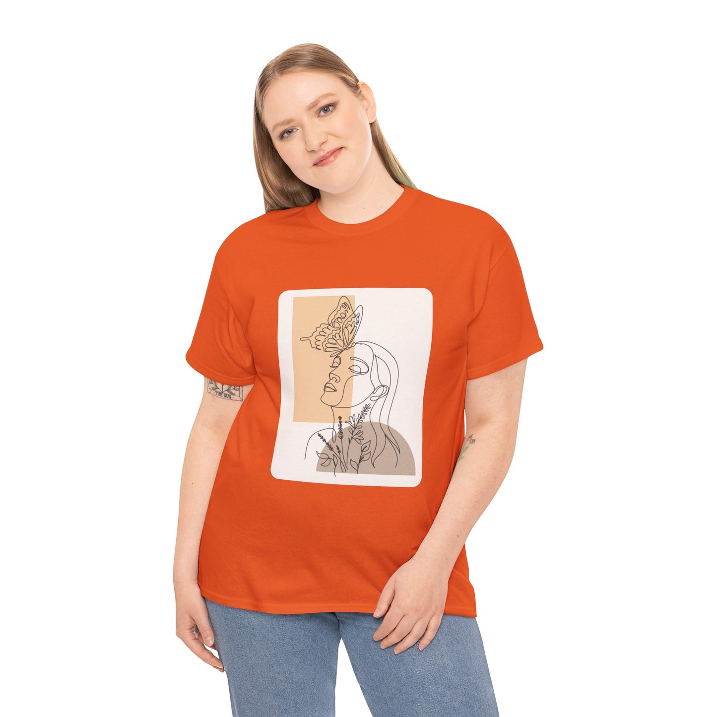 Artistic Unisex Tee: Modern Line Drawing with Butterfly, Perfect for Casual Outings, Gift for Art Lovers, Spring Fashion, Eco-Friendly Wear
