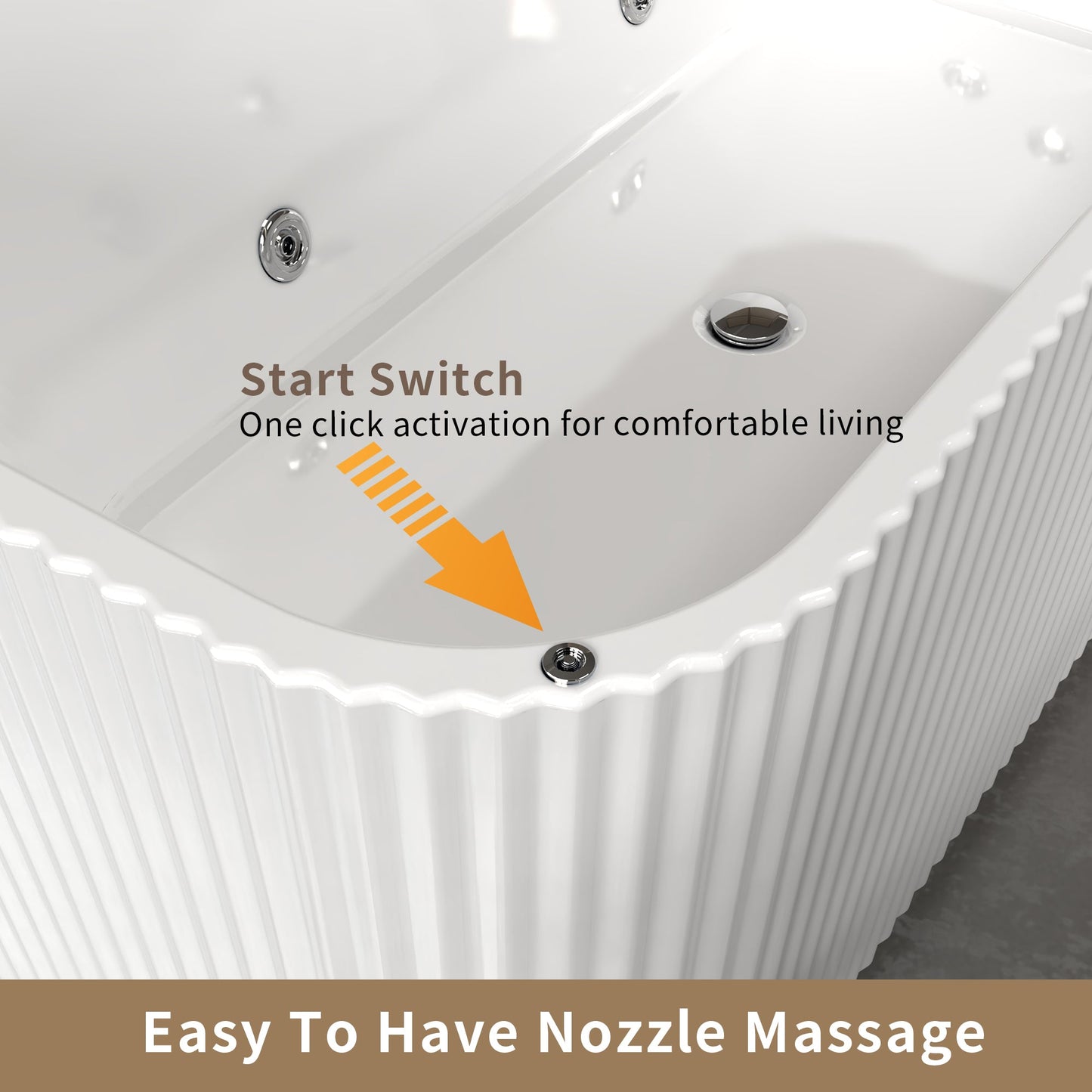 67" Rectangle Linear Acrylic Massage Whirlpool Bathtub