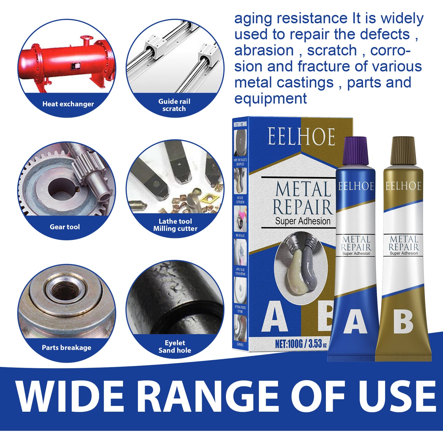 Metal Repair Glue, Crack Plugging Quick Dry High Temperature Welding Metal Repair Agent