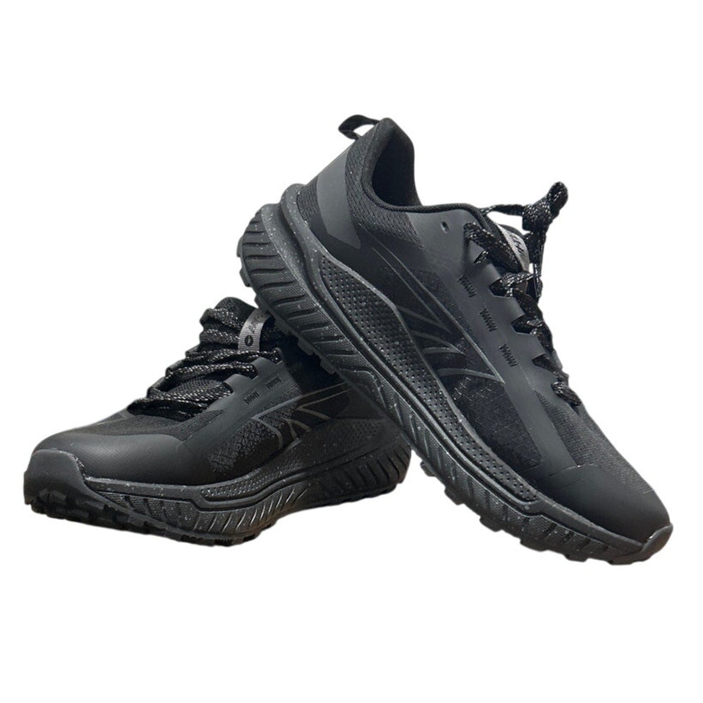 Hi-Tec Mens Size 10 Black Mesh Gray Speckled Lace Up Athletic Tennis Shoes