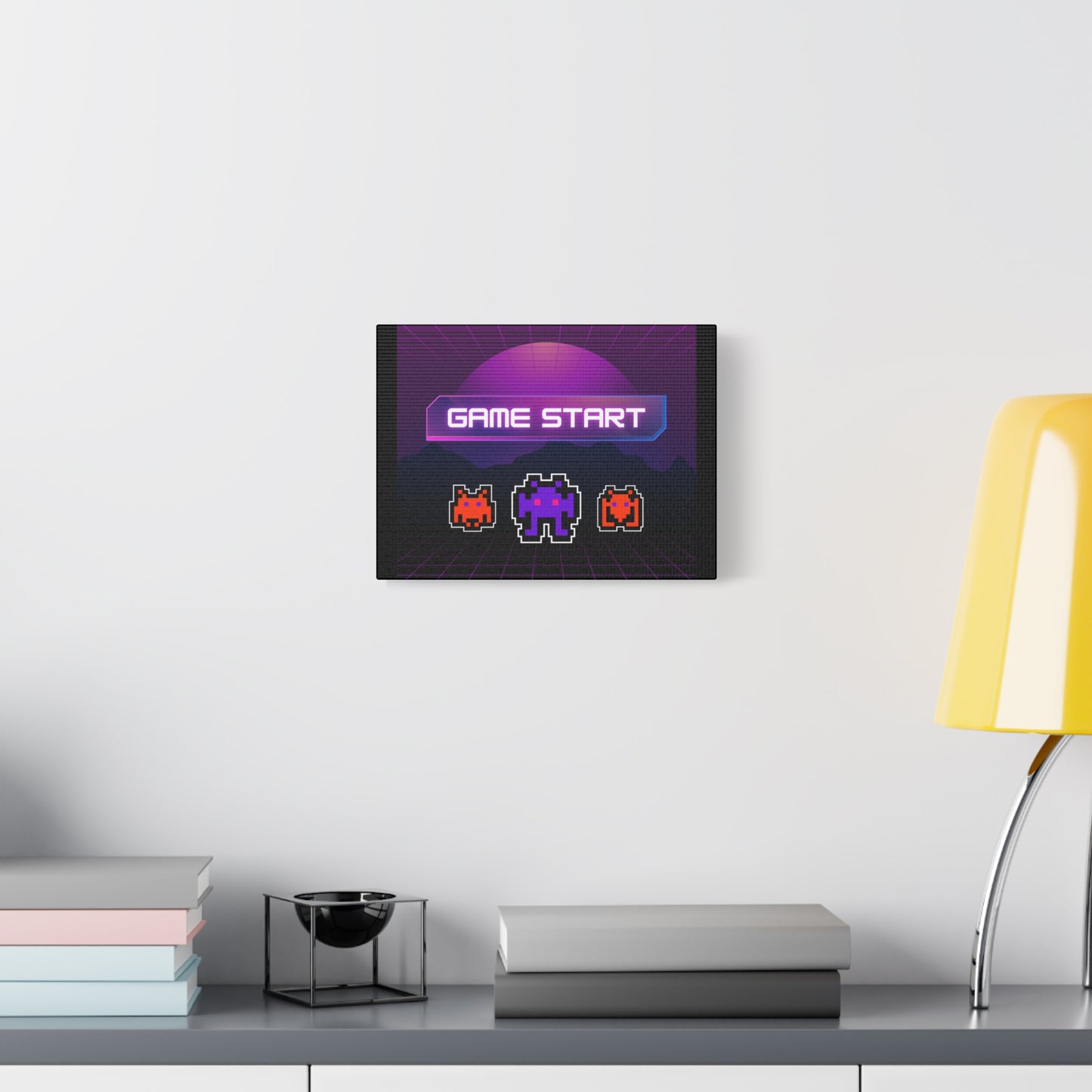 Retro Game Start Canvas Art Print | 80s Gaming Wall Decor, Gamer Gift, Pixel Art, Nostalgic Artwork, Home Decor