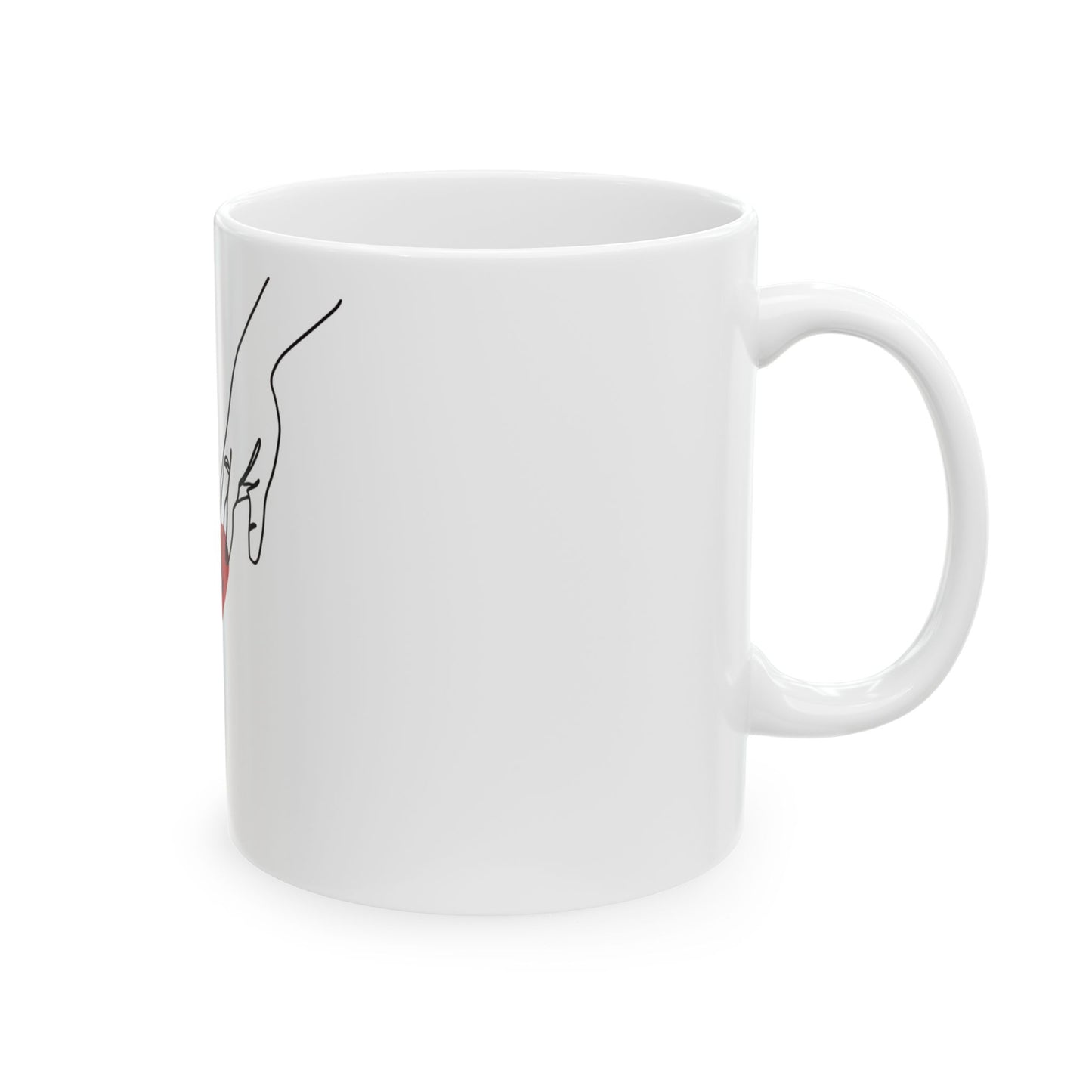 Love Connection Ceramic Mug - Hand-Drawn Heart Design, Gift for Couples, Valentine’s Day, Coffee Lover's Mug, Cute Kitchenware