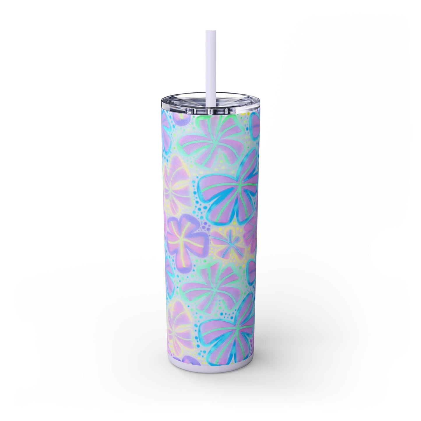 Pastel Butterfly Tumbler, 20oz Drinkware, Spring Decor, Cute Gift for Her, Eco-Friendly Cup, Floral Water Bottle
