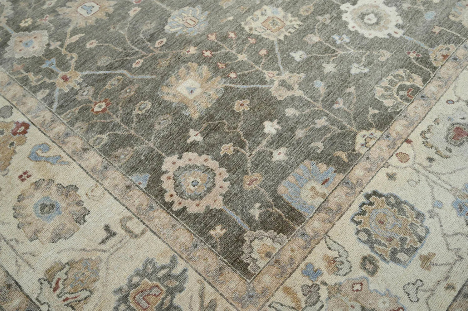 LoomBloom 10x14 Gray Wool Traditional Turkish Oushak Hand Knotted  Oriental Area Rug-3